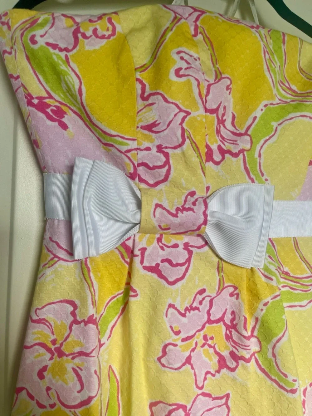 Lilly Pulitzer Yellow Strapless Floral Dress with Pink Accents - Picture 3 of 4